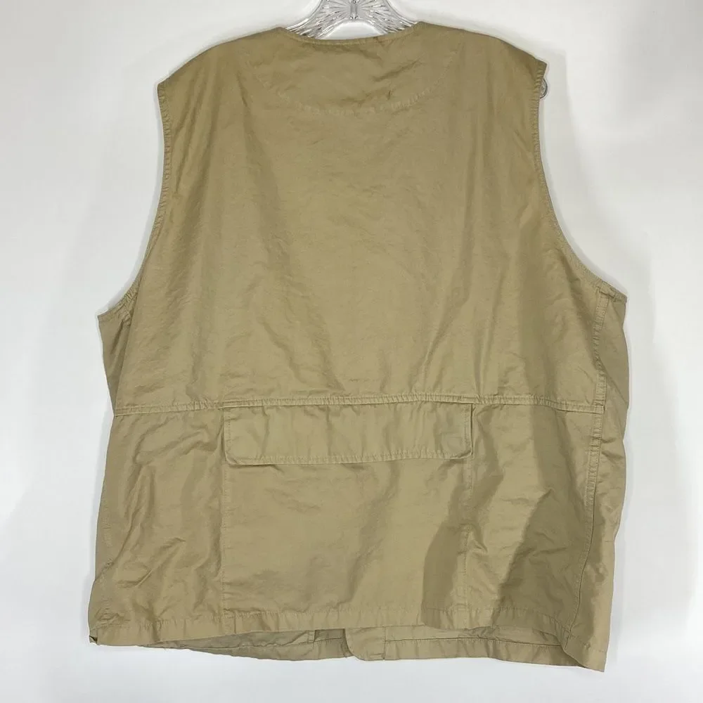 Lands' End Tan Safari Fishing Hunting Outdoors Vest XL